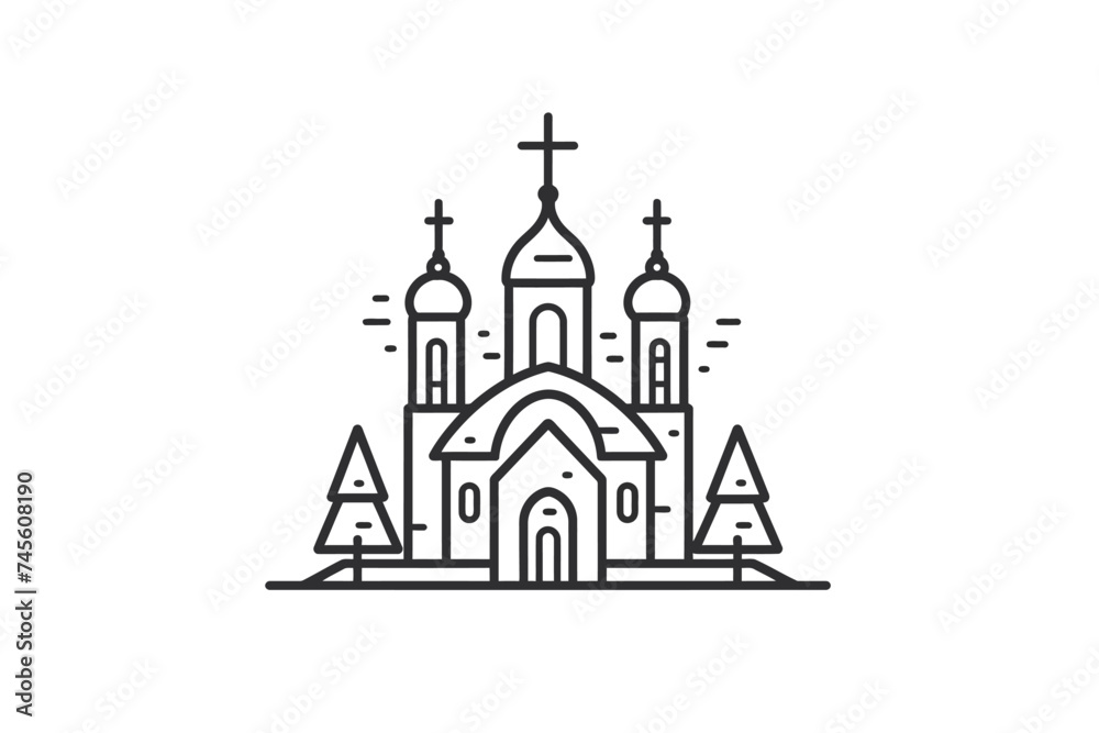 An icon of a church outline vector