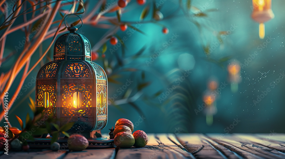 Ramadan Islamic background.  vintage lanterns for Ramadan wishing. Arabic shining lamps. Outline golden decor in Eastern style. Ramadan Kareem greeting card, advertising, discount, poster.  - obrazy, fototapety, plakaty 