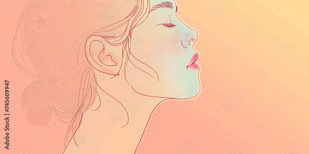 Stylized illustration of a woman in vivid colors Stylized illustration of a woman in vivid colors