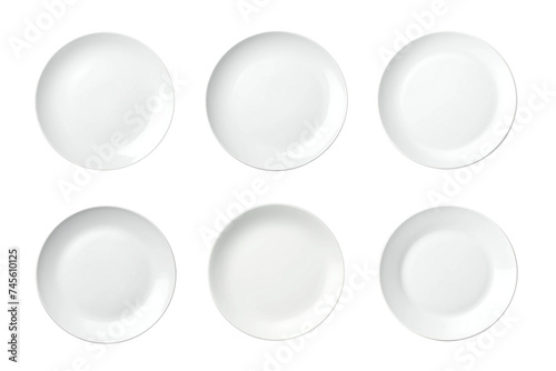 white ceramics plate isolated on a transparent background. Top view