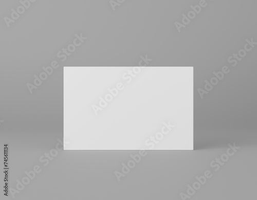 Blank white business name card mockup on grey background, Front view, 3D rendering