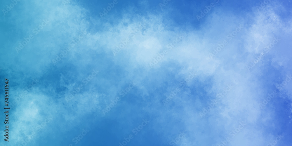 Blue cloudscape atmosphere background of smoke vape,dramatic smoke smoke exploding fog effect cumulus clouds transparent smoke design element,misty fog smoky illustration vector cloud.
