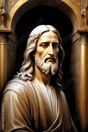 Ultra-cartoon Jesus in Leonardo da Vinci style