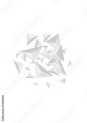 Fototapeta Naklejka Na Ścianę i Meble -  Grizzly Pyramid Background White Vector. Crystal Isolated Card. Hoar Gradient Backdrop. Triangle Elegant. Gray Shard Texture.