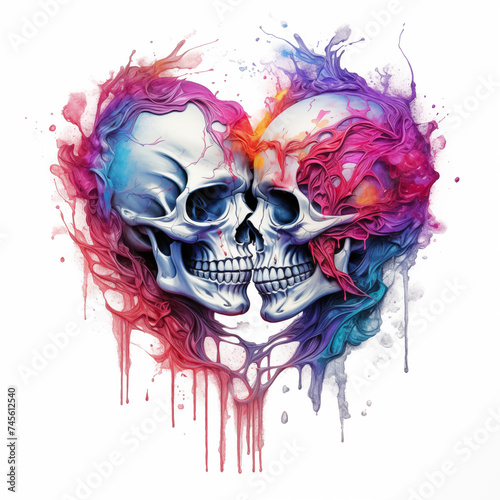 Romantic Skeleton Couple |  Two skulls in Love | Valentines Day