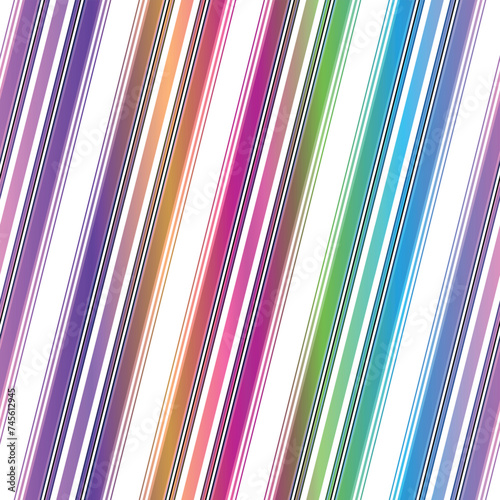 Vector white seamless abstract pattern with diagonal rainbow stripes