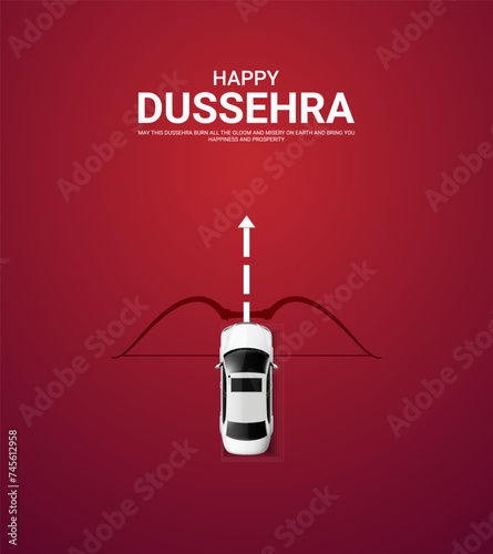 Happy Dussehra festival. Creative social media ads, 3D illustration.