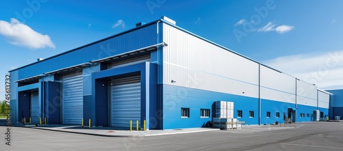 Modern Industrial Warehouse Exterior on Sunny Day