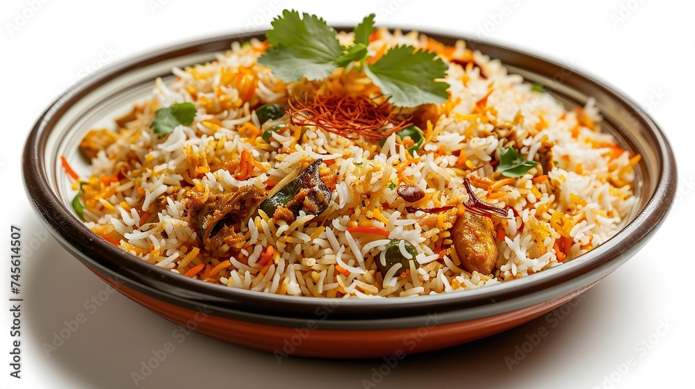 Biryani Indian Food Isolated on White Background