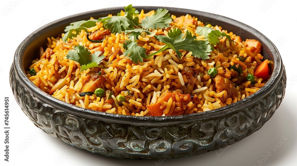 Biryani Indian Food Isolated on White Background Biryani Indian Food Isolated on White Background