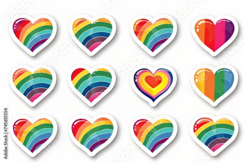 LGBTQ Sticker romantic sticker design. Rainbow intricate sticker motive lovers diversity Flag illustration. Colored lgbt parade demonstration subgender. Gender speech and rights self actualization