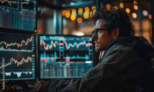 crypto, finance, business, market, technology, digital, exchange, money, chart, coin. crypto traders trading charts research reports growth looking at monitor analyzing, made with generative ai. photo
