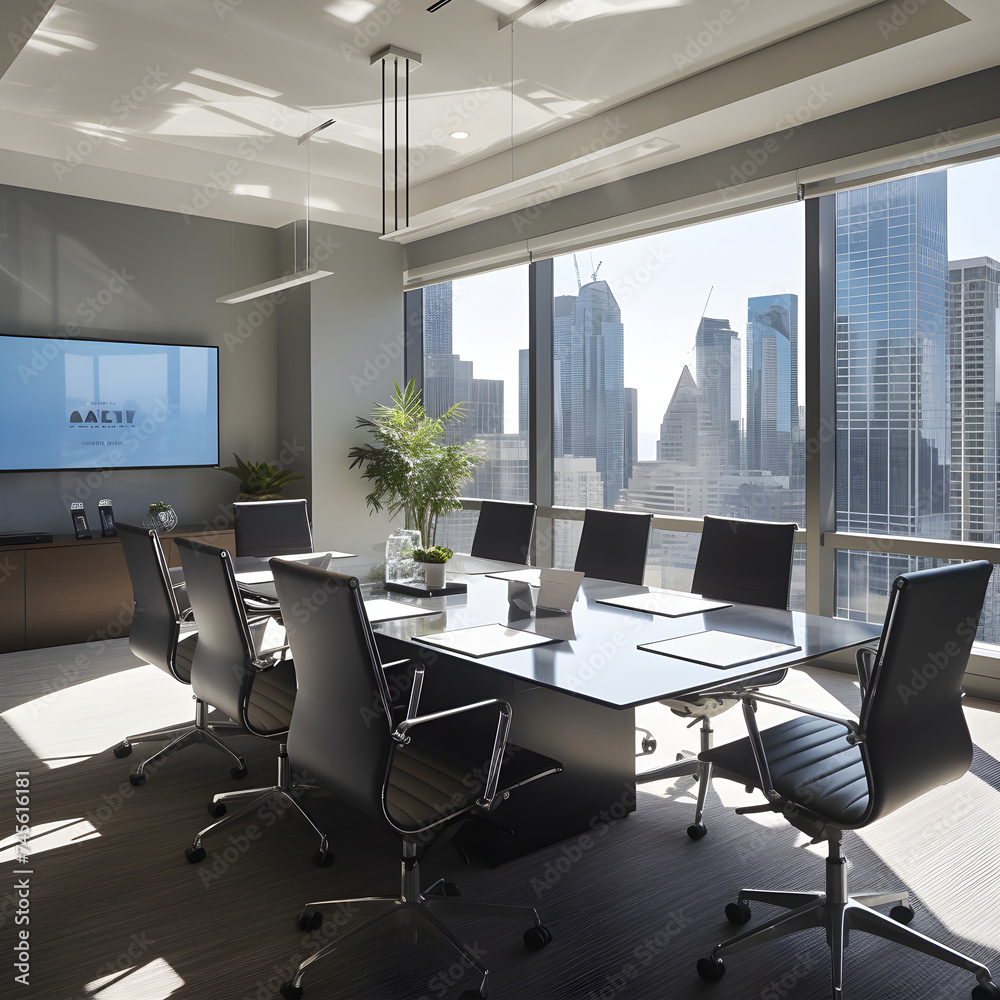 Elegant HL Meeting Room with Cityscape View and Advanced Technology