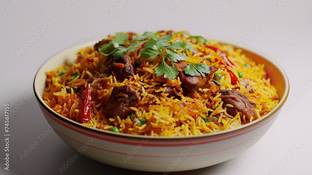 Biryani On A White Background Generative AI Biryani On A White Background Generative AI