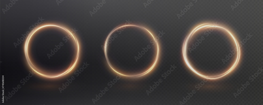 Naklejka premium Festive sparkling frame, circle, ring png. Festive circle, ring, frame, for cards, invitations, banners, adverts. Neon frame, set of geometric frames.