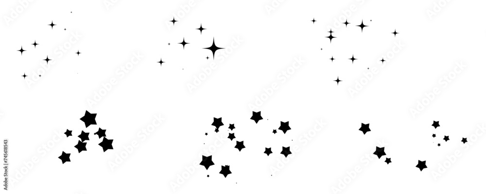 Fototapeta premium Shooting Star Black. Shooting star with an elegant star trail on a white background. Festive star sprinkles, powder. Vector png. 