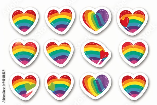 LGBTQ Sticker exceptional sticker design. Rainbow duality motive touching diversity Flag illustration. Colored lgbt parade demonstration equal partnership. Gender speech and rights self management