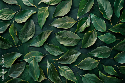 Green leaves background. Realistic green leaves pattern. Vector illustration.