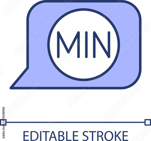 Minimum arithmetic operator blue purple RGB color icon. Mathematical logic operation. Business finance, accounting formula. Isolated vector illustration. Simple filled line drawing. Editable stroke