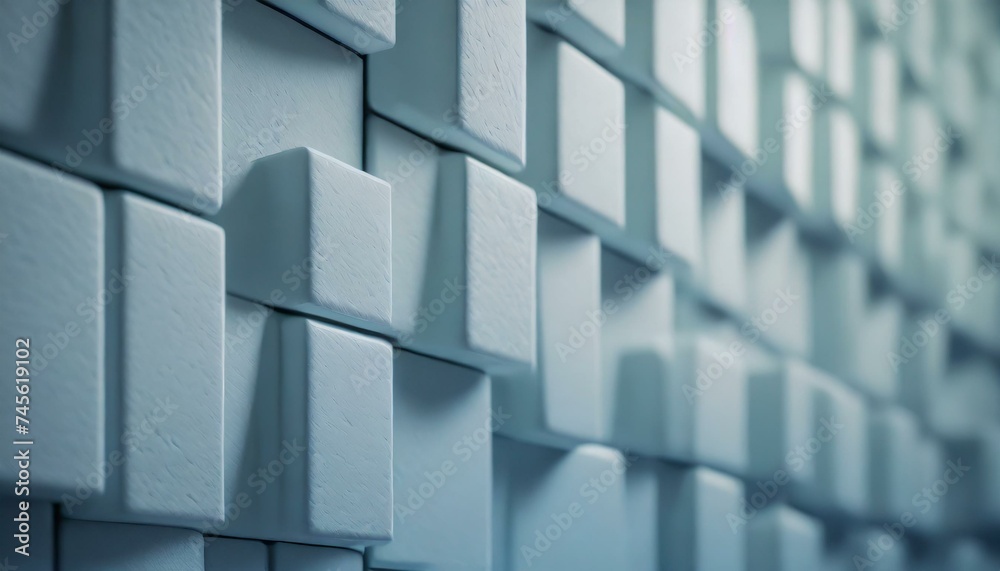Fototapeta premium Ethereal Elegance: Light White-Blue Blocks Wall Background