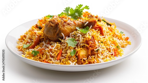 Bombay Biryani in White Plate Traditional Spicy