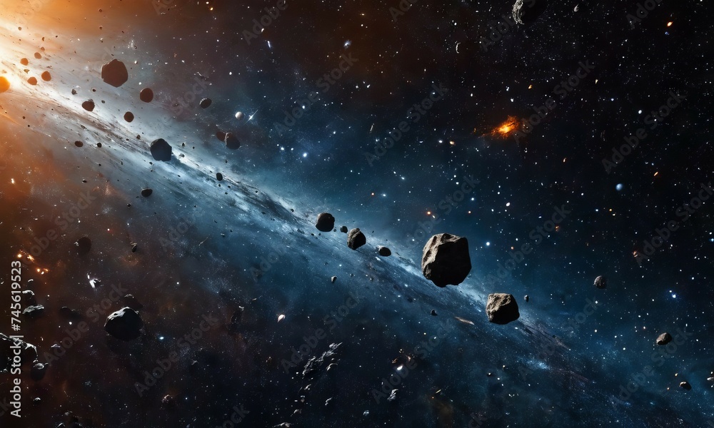 Naklejka premium Cosmic Genesis: Stars and Worlds Awaken