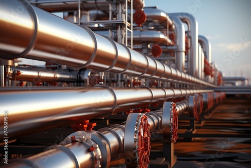 Gas transportation pipelines in oil refinery photo