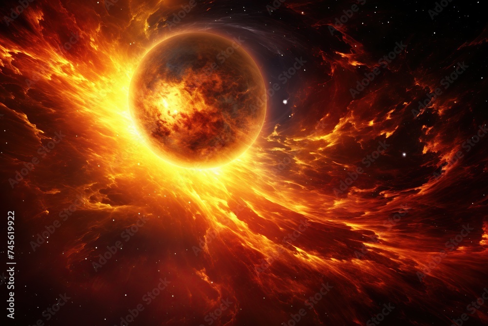 Obraz premium Vivid Solar Explosion in Deep Space. 