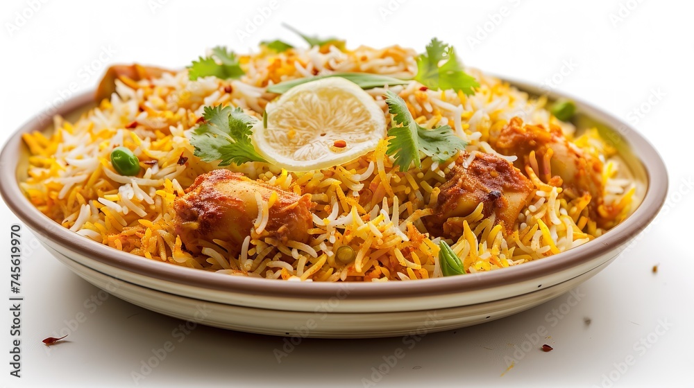 Bombay Biryani on Isolated White Background 8K