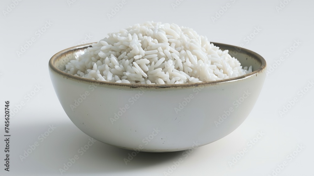Bowl of Rice Isolated on White Background 8K Bowl of Rice Isolated on White Background 8K