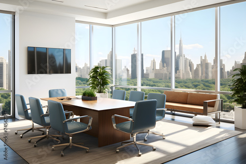 Elegant HL Meeting Room with Cityscape View and Advanced Technology