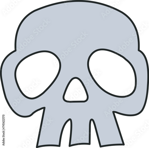 Human skull cartoon symbol or icon