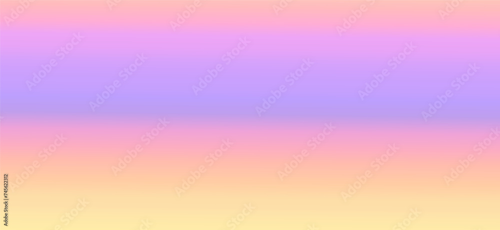 Purple sunset gradient background. Bright blurry summer sunrise. Banner yellow-lilac