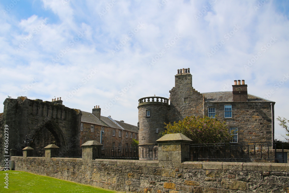 View of old buildings in the town of St Andrews with The Pends - This was the gateway to the old monastery of St Andrews, built around the 13th century