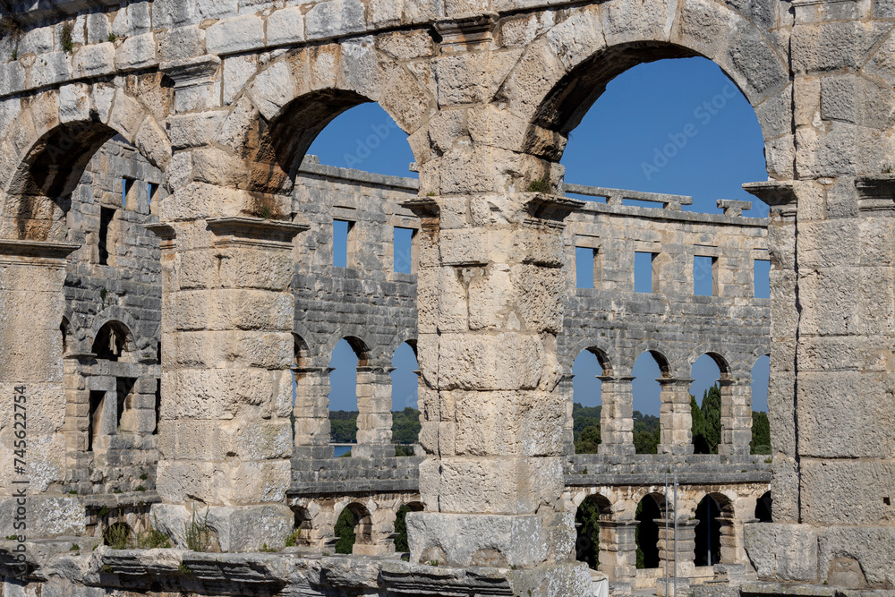Monumental Roman amphitheatre Pula Arena, Pula, Croatia, Istria