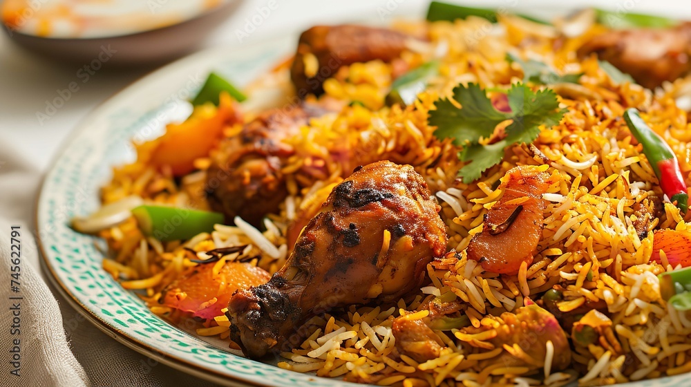 Chicken Biryani on Isolated White Background Chicken Biryani on Isolated White Background
