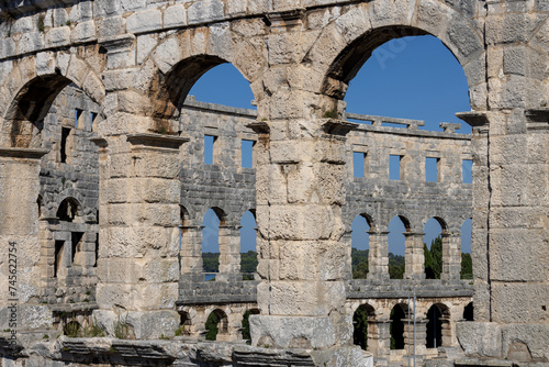 Monumental Roman amphitheatre Pula Arena, Pula, Croatia, Istria