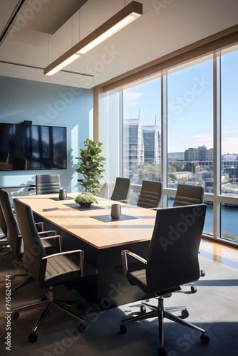 Elegant HL Meeting Room with Cityscape View and Advanced Technology