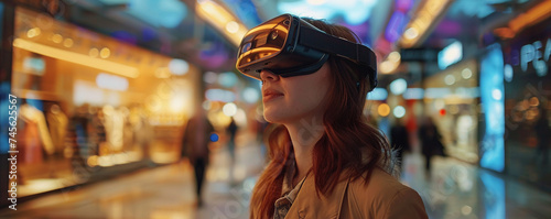 Augmented reality shopping experiences in futuristic retail hubs photo