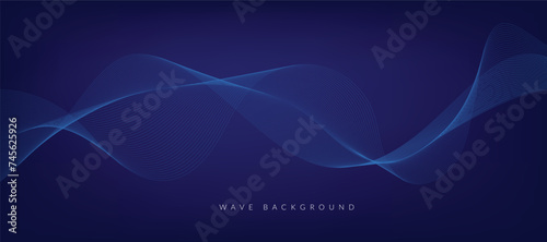 Abstract modern blue gradient banner with wavy lines