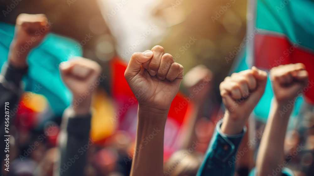 Protesters fighting for freedom and democracy.