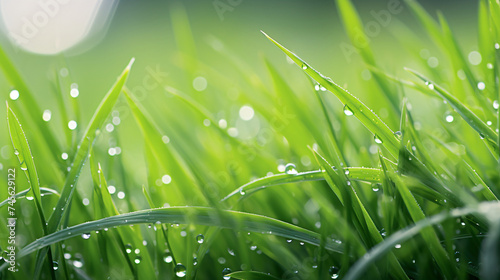 close up of grass with water droplets on it