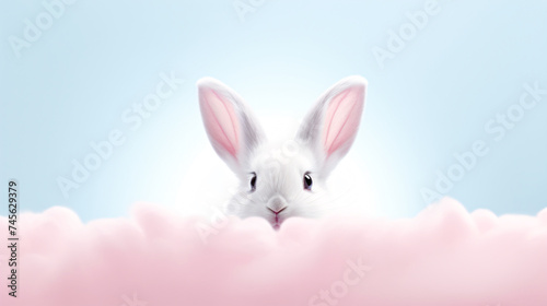 a white rabbit with pink ears © TONSTOCK