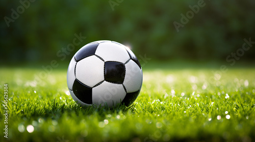a football ball on grass © TONSTOCK