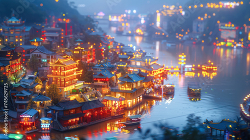 china Panoramic Nighttime View generative ai