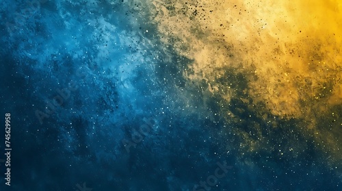 Amazing Dark Blue Yellow Blur Gradient With Noise Grain Textured. Generative Ai photo