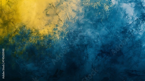 Amazing Dark Blue Yellow Blur Gradient With Noise Grain Textured. Generative Ai