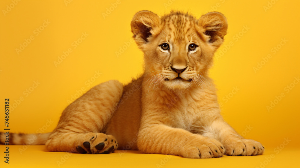 Obraz premium a lion cub lying down