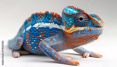 a blue and orange lizard
