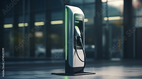 a charging station with a green light